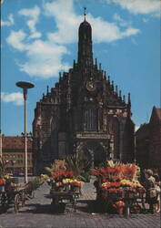 Church of Our Lady, Nürnberg with Flower Market Postcard