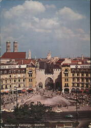 Karlsplatz - Stachus Square with Fountain and Karlstor Gate, Munich Postcard
