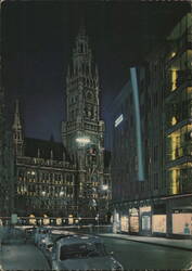 Munich New Town Hall at Night Postcard