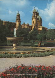 Munich: Hofgarten with Theatinerkirche and Fountain Postcard