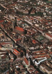 Aerial View of Munich City Center with Frauenkirche Postcard