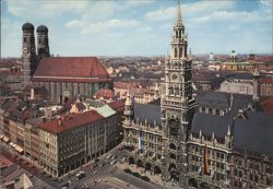 Munich Town Hall and Frauenkirche Postcard
