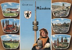 Munich Landmarks: Olympiaturm, Airport, Churches, Gardens Postcard