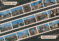 Munich Landmarks Filmstrip Montage Postcard