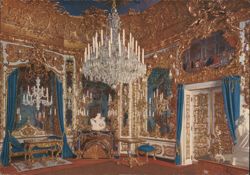 Schloß Linderhof Room of Mirrors with Ivory Chandelier Postcard