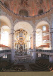 Frauenkirche Dresden Interior with Altar and Organ Postcard
