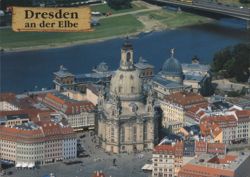 Dresden: Frauenkirche and Elbe River Aerial View Postcard