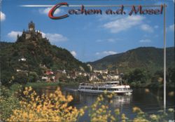 Reichsburg Cochem and Mosel River with Tour Boat Postcard
