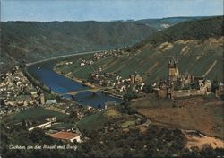 Cochem on the Mosel with Reichsburg Castle View Postcard