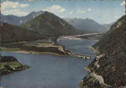 Sylvensteinsee with Neufall, Bavarian Alps Postcard