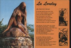 Loreley Statue, St. Goarshausen, Rhine River Postcard