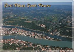 Passau, Three Rivers City Aerial View Postcard