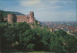 Heidelberg Castle on Hill Overlooking City Postcard