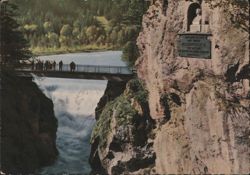 Maxsteg Bridge over Lechfall with Maximilian II Monument, Füssen Postcard
