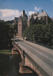 University Buildings and Lahn River Bridge, Marburg Postcard