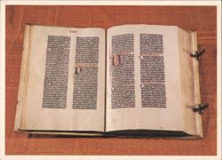Gutenberg Bible, Volume II, Open to Book of Job Postcard