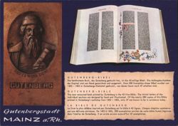 Gutenberg and Gutenberg Bible, Mainz am Rhein Postcard