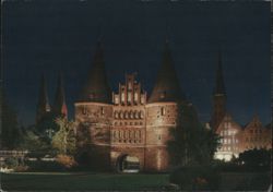 Holstentor at Night, Lübeck Postcard