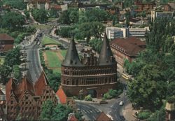 Aerial View of Holstentor, Lübeck Postcard