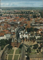 Lübeck Aerial View with Holsten Gate and St. Mary's Church Postcard