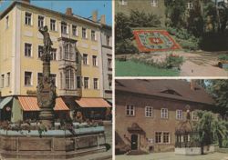 Market Fountain, Flower Clock, and City Museum, Zittau Postcard