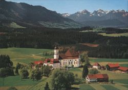 Wies Pilgrimage Church and Bavarian Alps Postcard