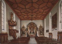 Triberg Wallfahrtskirche Interior with Ornate Altar & Ceiling Postcard