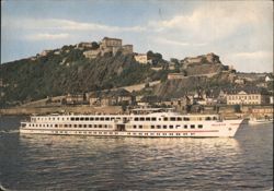 Festung Ehrenbreitstein am Rhein mit M.S. Helvetia Postcard