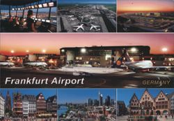 Frankfurt Airport Operations & City Landmarks Postcard