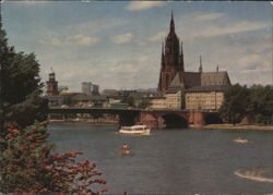 Frankfurt Main River Panorama St. Paul's & Cathedral 1978 Postcard
