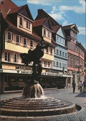 Ring Fountain and Schuhstraße, Braunschweig Postcard