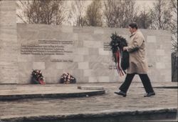 Ronald Reagan Lays Wreath at Bergen-Belsen Memorial Postcard