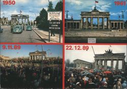 Brandenburg Gate: 1950, 1961, & Fall of Berlin Wall 1989 Postcard