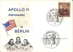 Apollo 11 Astronauts in Berlin with Lunar Module Postcard