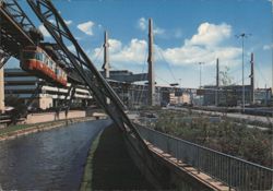 Wuppertal-Barmen Suspension Railway Over Wupper River Postcard