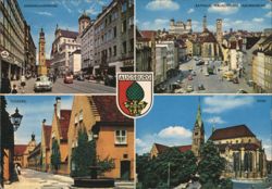 Augsburg City Views: Maximilianstrasse, Fuggerei, Rathaus & Dom Postcard