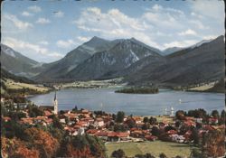 Schliersee Lake and Town with Brecherspitze Mountain Postcard