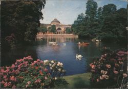 Kurpark and Kurhaus with Lake and Swans Postcard