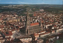 Ulm Minster, World's Tallest Church Spire, Aerial View Postcard