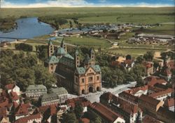 Speyer Cathedral and Rhine River Aerial View Postcard