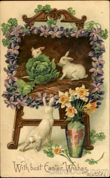 With Best Easter Wishes With Bunnies
