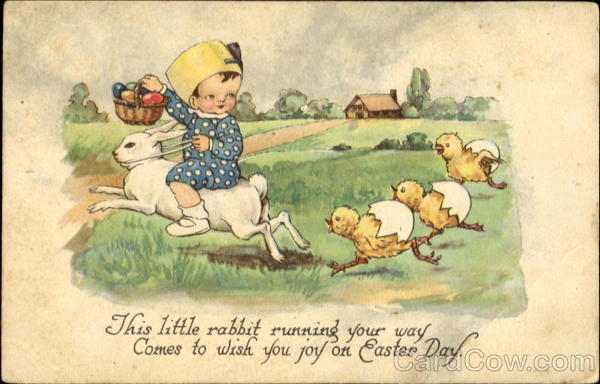 Easter Bunny & Chicks With Children