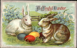 A Joyful Easter With Bunnies Postcard Postcard