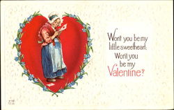 Won't You Be My Little Sweetheart Won't You Be My Valentine? Women Postcard Postcard