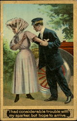 Woman & Chauffeur Postcard