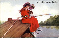 A Fisherman's Luck Romance & Love Postcard Postcard