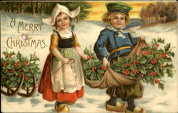 A Merry Christmas Dutch Children Postcard Postcard