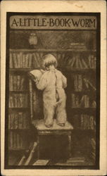 A Little Book Worm Postcard