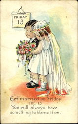 Get Married On Friday The 13 Marriage & Wedding Postcard Postcard