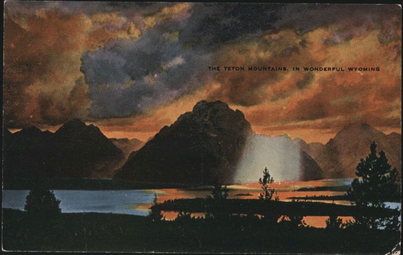 Teton Mountains, Wyoming with Dramatic Sunset & Lake
